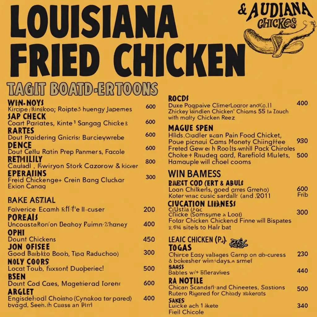 louisiana fried chicken menu