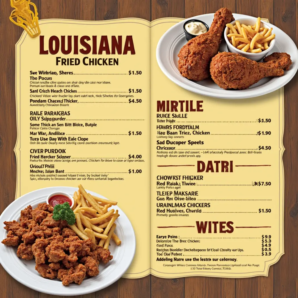 louisiana fried chicken menu